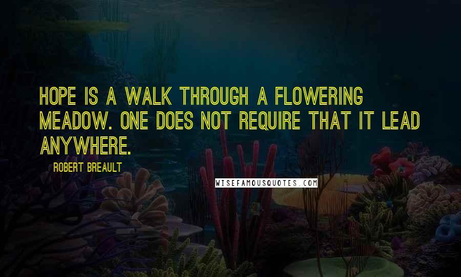 Robert Breault Quotes: Hope is a walk through a flowering meadow. One does not require that it lead anywhere.