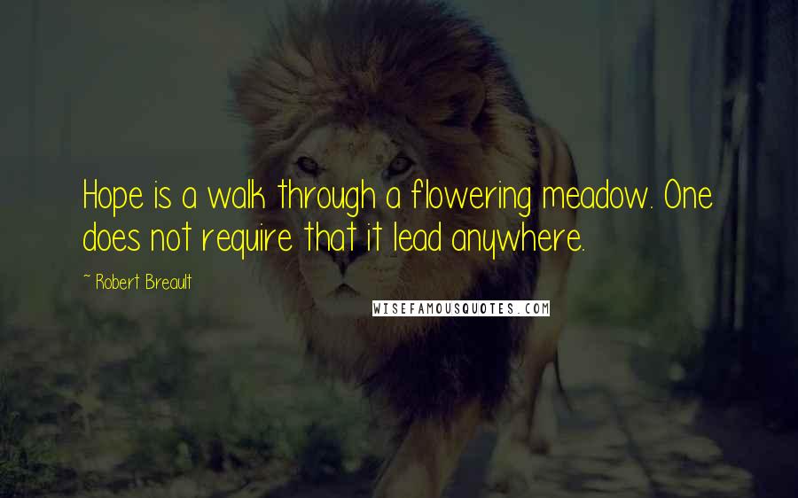 Robert Breault Quotes: Hope is a walk through a flowering meadow. One does not require that it lead anywhere.