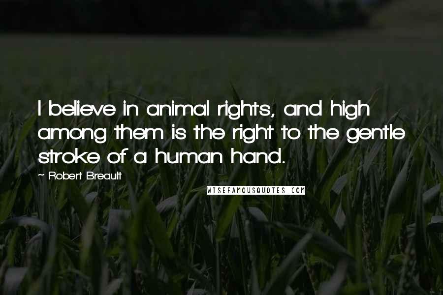 Robert Breault Quotes: I believe in animal rights, and high among them is the right to the gentle stroke of a human hand.