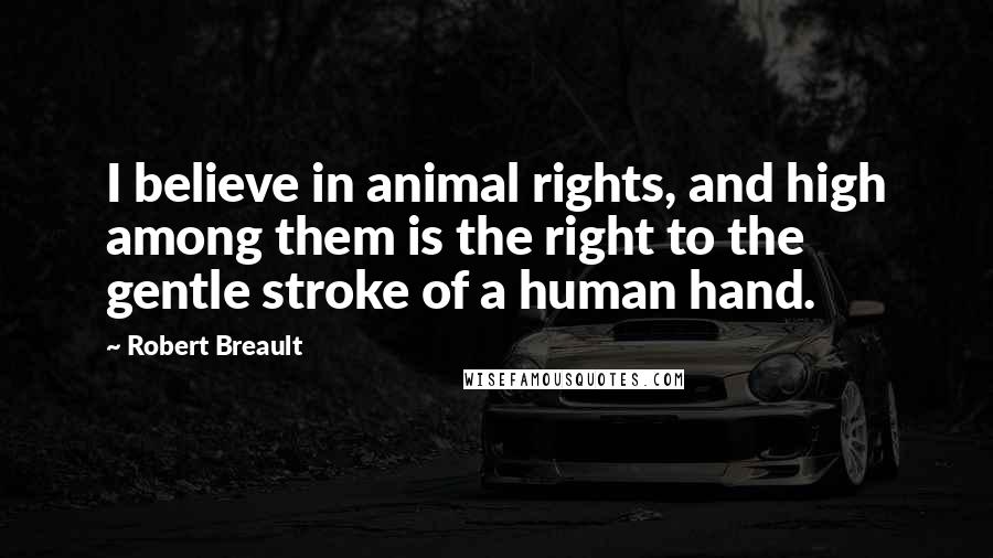 Robert Breault Quotes: I believe in animal rights, and high among them is the right to the gentle stroke of a human hand.