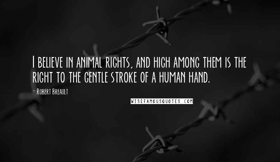 Robert Breault Quotes: I believe in animal rights, and high among them is the right to the gentle stroke of a human hand.