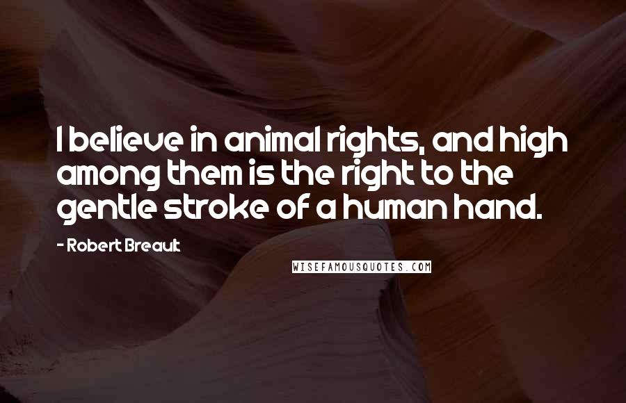 Robert Breault Quotes: I believe in animal rights, and high among them is the right to the gentle stroke of a human hand.