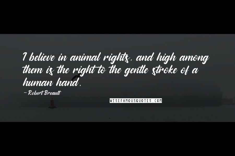 Robert Breault Quotes: I believe in animal rights, and high among them is the right to the gentle stroke of a human hand.