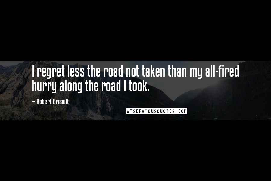 Robert Breault Quotes: I regret less the road not taken than my all-fired hurry along the road I took.