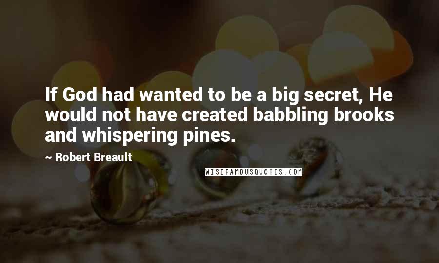 Robert Breault Quotes: If God had wanted to be a big secret, He would not have created babbling brooks and whispering pines.