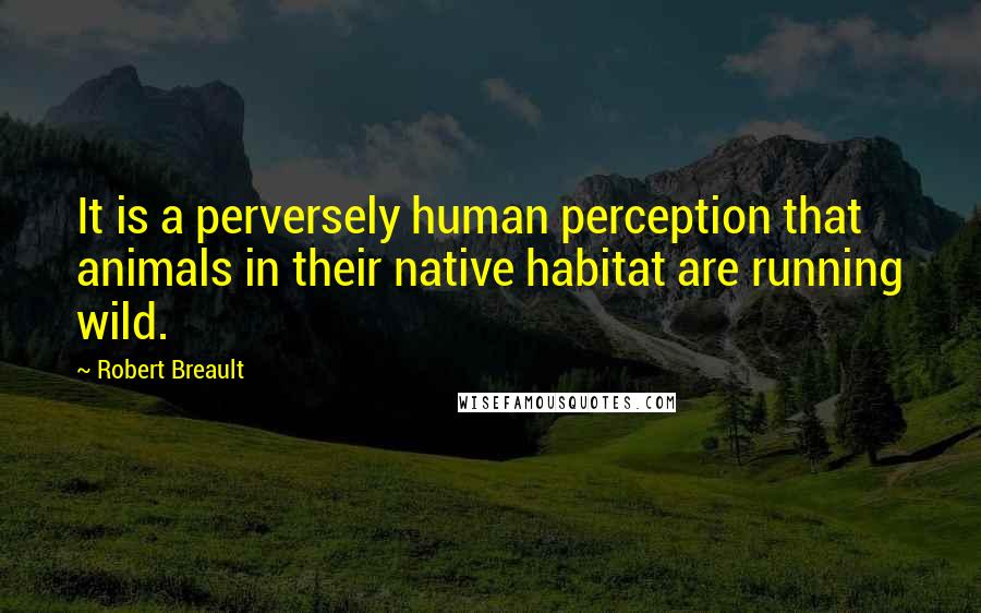 Robert Breault Quotes: It is a perversely human perception that animals in their native habitat are running wild.