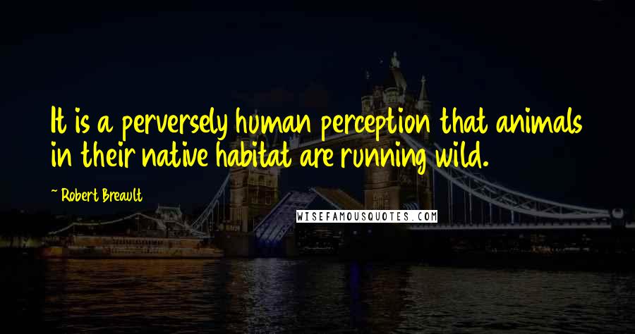 Robert Breault Quotes: It is a perversely human perception that animals in their native habitat are running wild.