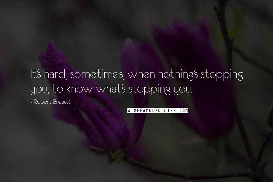 Robert Breault Quotes: It's hard, sometimes, when nothing's stopping you, to know what's stopping you.