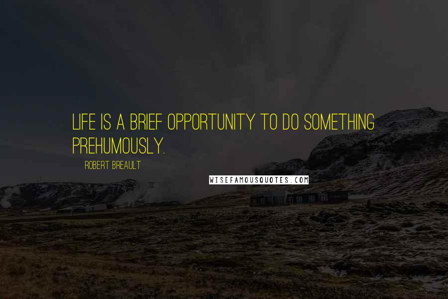 Robert Breault Quotes: Life is a brief opportunity to do something prehumously.