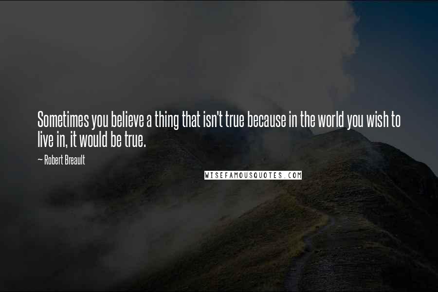 Robert Breault Quotes: Sometimes you believe a thing that isn't true because in the world you wish to live in, it would be true.