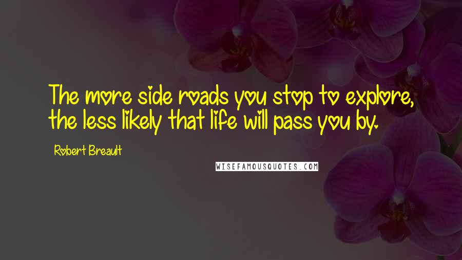 Robert Breault Quotes: The more side roads you stop to explore, the less likely that life will pass you by.