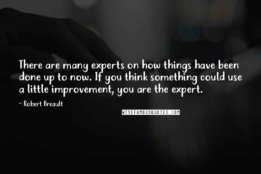 Robert Breault Quotes: There are many experts on how things have been done up to now. If you think something could use a little improvement, you are the expert.