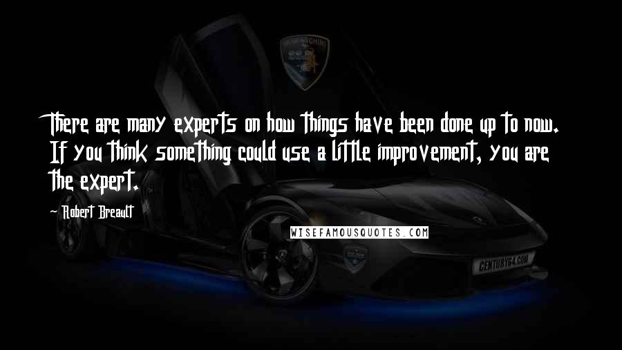 Robert Breault Quotes: There are many experts on how things have been done up to now. If you think something could use a little improvement, you are the expert.