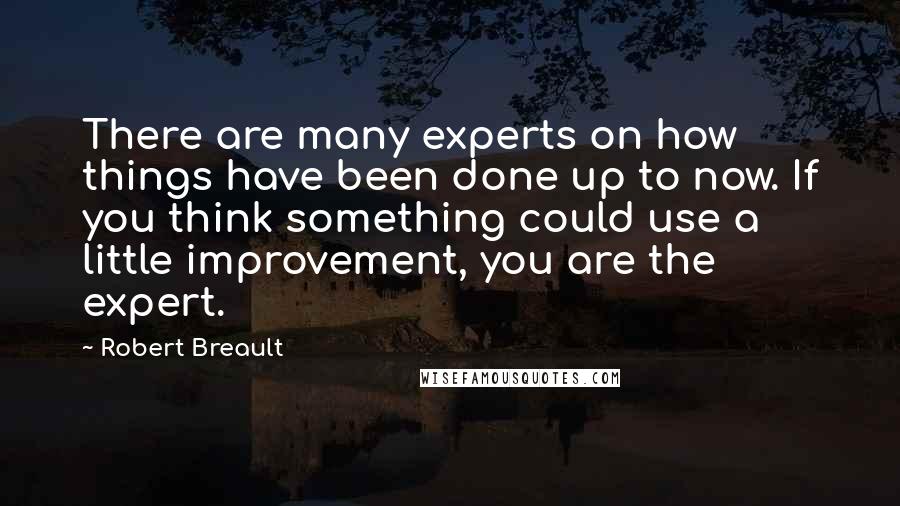 Robert Breault Quotes: There are many experts on how things have been done up to now. If you think something could use a little improvement, you are the expert.