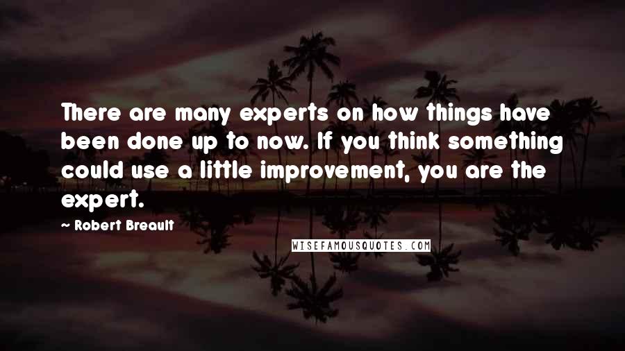 Robert Breault Quotes: There are many experts on how things have been done up to now. If you think something could use a little improvement, you are the expert.