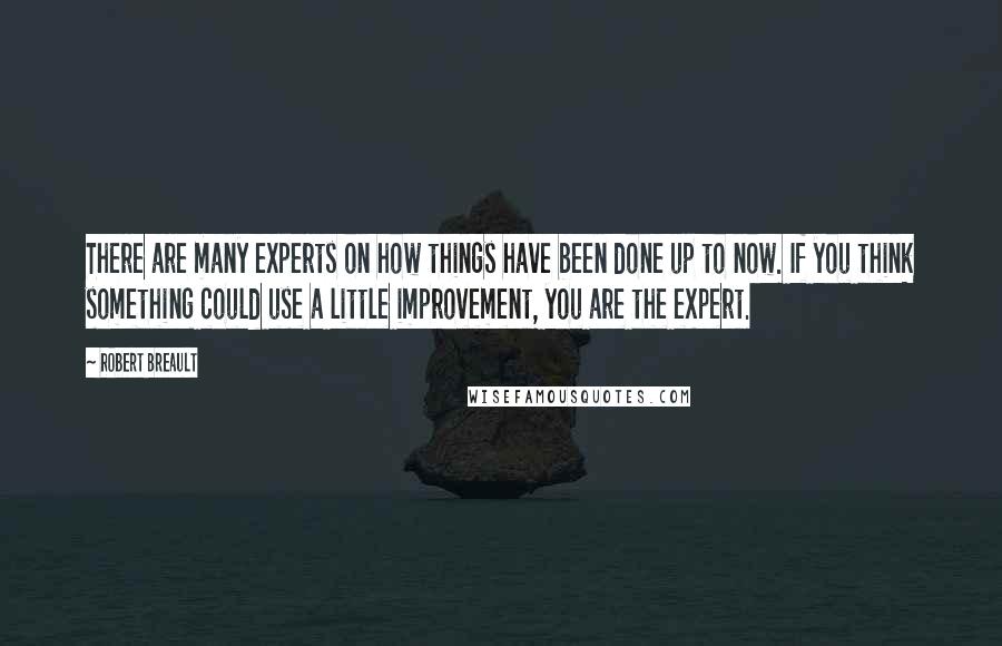 Robert Breault Quotes: There are many experts on how things have been done up to now. If you think something could use a little improvement, you are the expert.