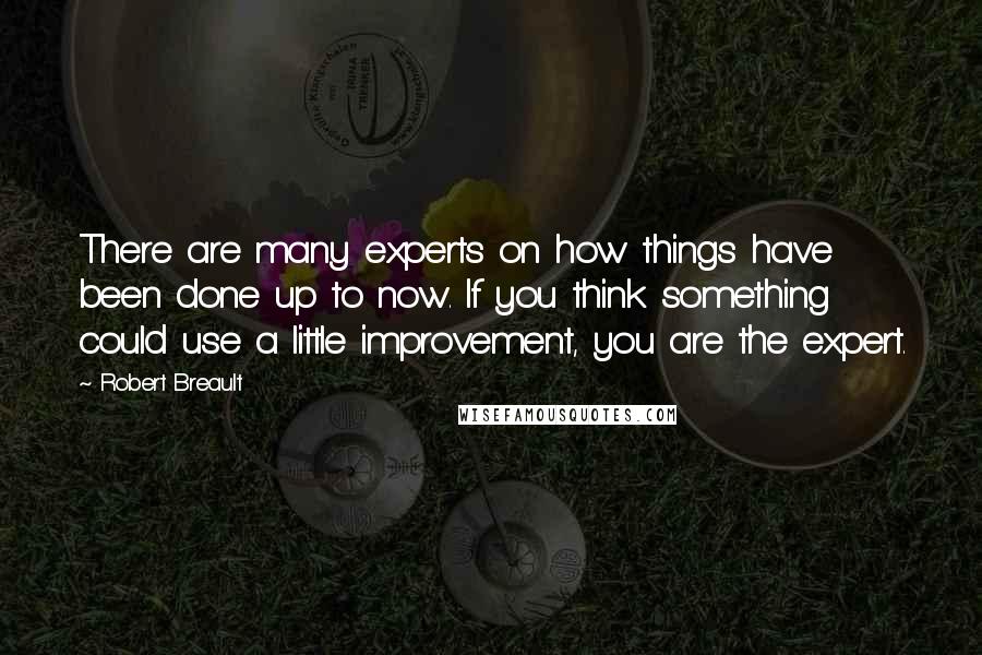 Robert Breault Quotes: There are many experts on how things have been done up to now. If you think something could use a little improvement, you are the expert.