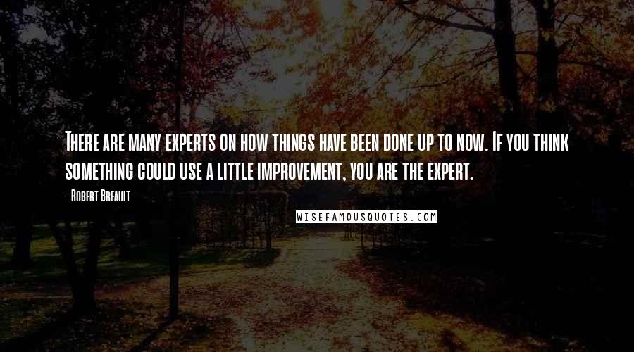 Robert Breault Quotes: There are many experts on how things have been done up to now. If you think something could use a little improvement, you are the expert.