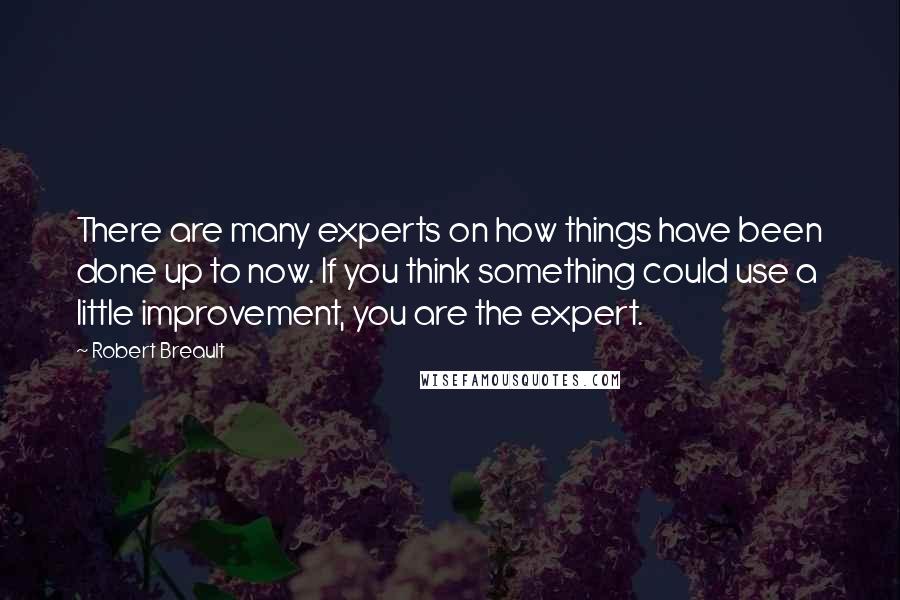 Robert Breault Quotes: There are many experts on how things have been done up to now. If you think something could use a little improvement, you are the expert.