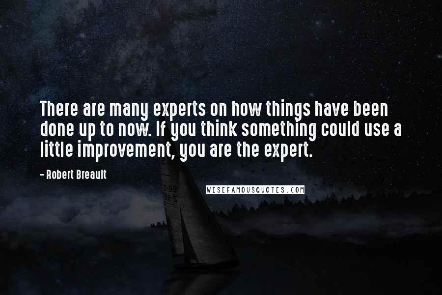 Robert Breault Quotes: There are many experts on how things have been done up to now. If you think something could use a little improvement, you are the expert.