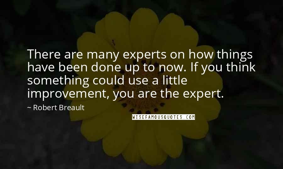 Robert Breault Quotes: There are many experts on how things have been done up to now. If you think something could use a little improvement, you are the expert.