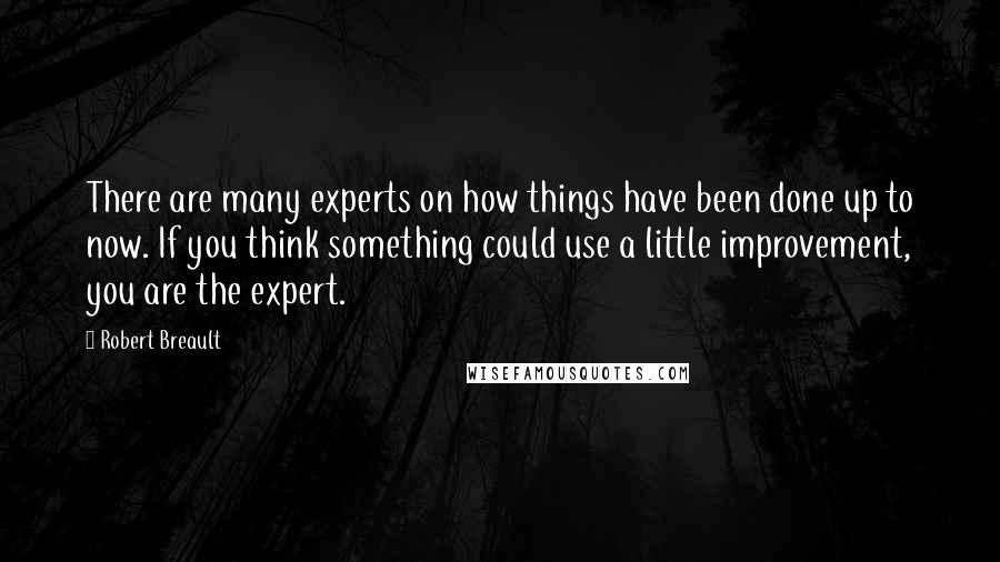 Robert Breault Quotes: There are many experts on how things have been done up to now. If you think something could use a little improvement, you are the expert.