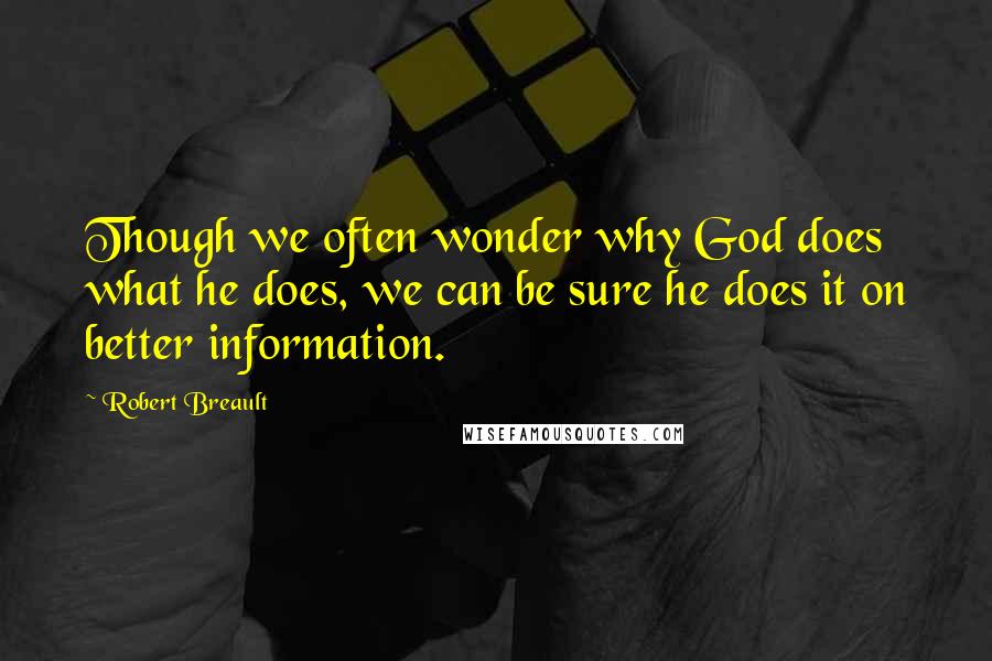 Robert Breault Quotes: Though we often wonder why God does what he does, we can be sure he does it on better information.