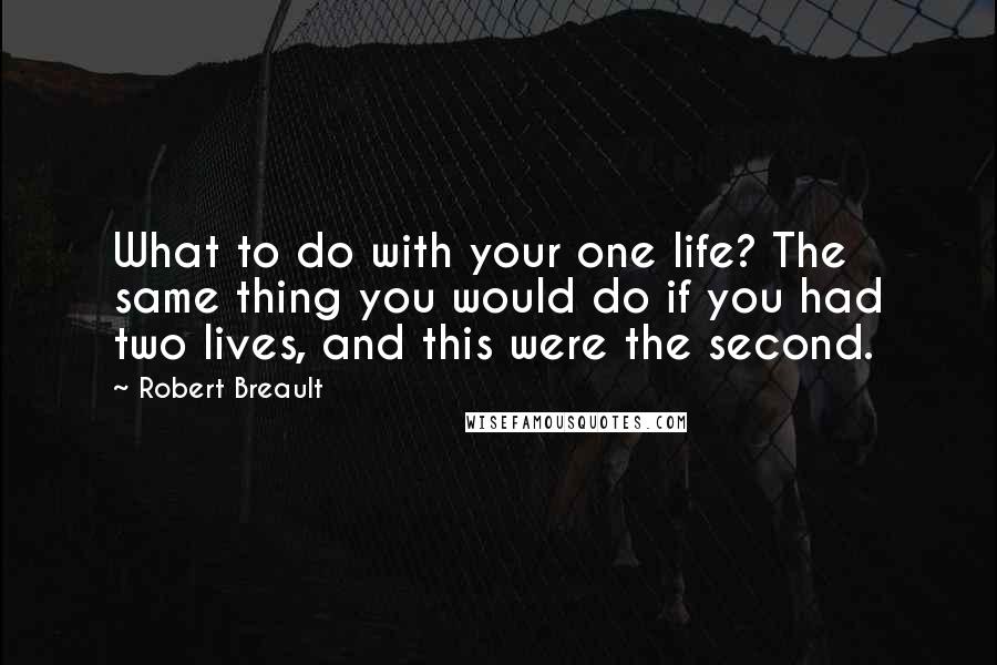Robert Breault Quotes: What to do with your one life? The same thing you would do if you had two lives, and this were the second.