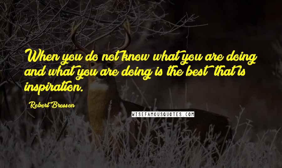 Robert Bresson Quotes: When you do not know what you are doing and what you are doing is the best  that is inspiration.