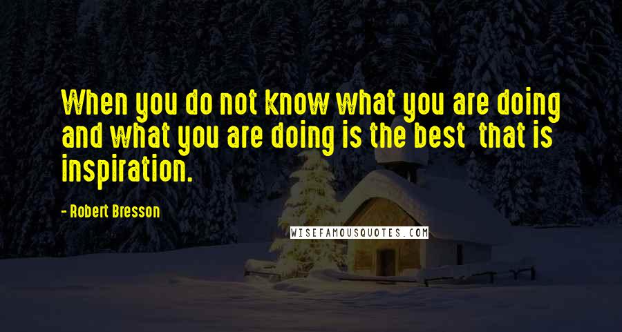 Robert Bresson Quotes: When you do not know what you are doing and what you are doing is the best  that is inspiration.