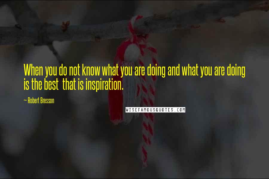 Robert Bresson Quotes: When you do not know what you are doing and what you are doing is the best  that is inspiration.