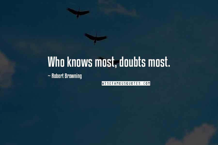 Robert Browning Quotes: Who knows most, doubts most.