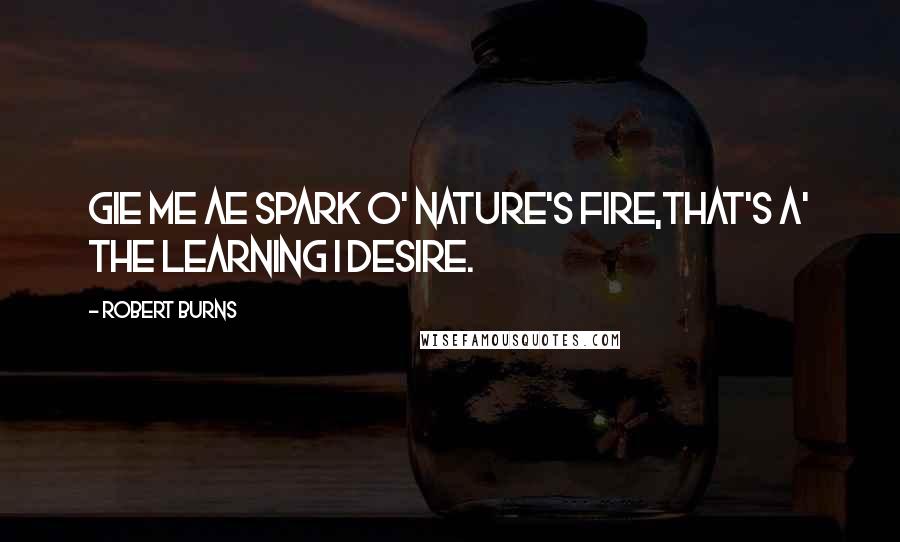 Robert Burns Quotes: Gie me ae spark o' Nature's fire,That's a' the learning I desire.