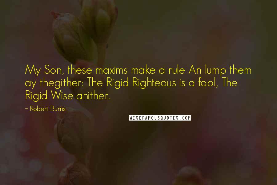 Robert Burns Quotes: My Son, these maxims make a rule An lump them ay thegither: The Rigid Righteous is a fool, The Rigid Wise anither.