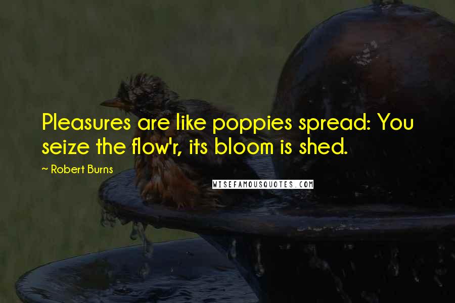 Robert Burns Quotes: Pleasures are like poppies spread: You seize the flow'r, its bloom is shed.