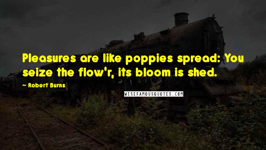 Robert Burns Quotes: Pleasures are like poppies spread: You seize the flow'r, its bloom is shed.