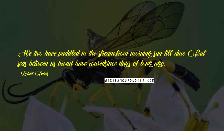 Robert Burns Quotes: We two have paddled in the stream,from morning sun till dine;But seas between us broad have roaredsince days of long ago.