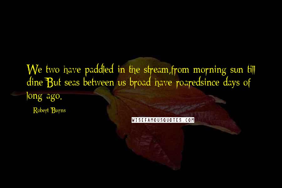 Robert Burns Quotes: We two have paddled in the stream,from morning sun till dine;But seas between us broad have roaredsince days of long ago.