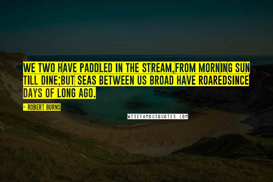 Robert Burns Quotes: We two have paddled in the stream,from morning sun till dine;But seas between us broad have roaredsince days of long ago.