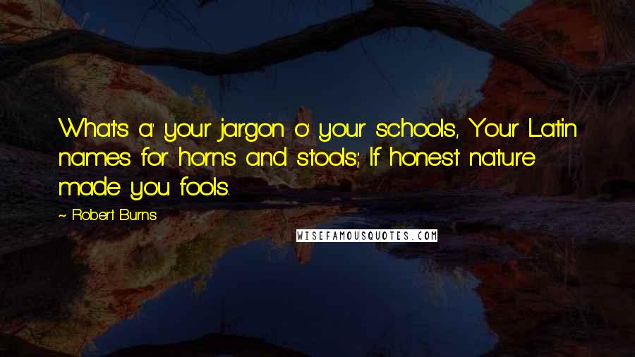 Robert Burns Quotes: What's a' your jargon o' your schools, Your Latin names for horns and stools; If honest nature made you fools.