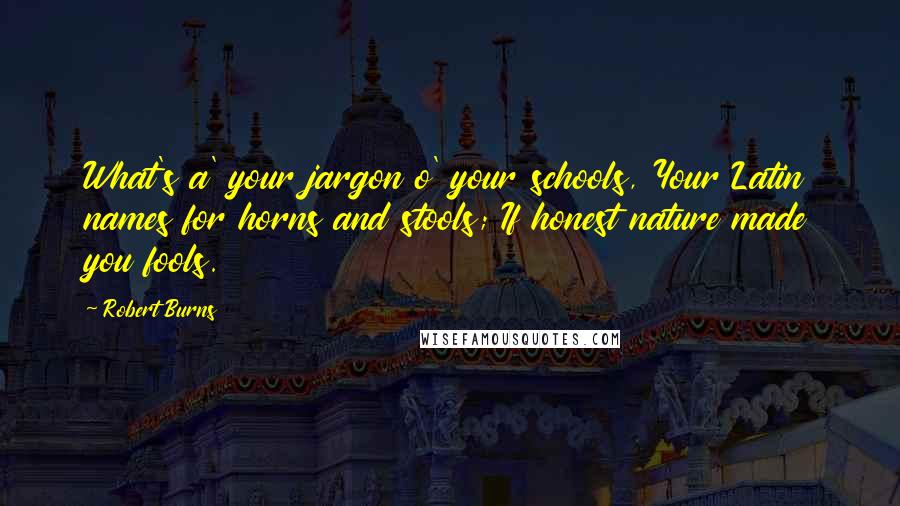 Robert Burns Quotes: What's a' your jargon o' your schools, Your Latin names for horns and stools; If honest nature made you fools.