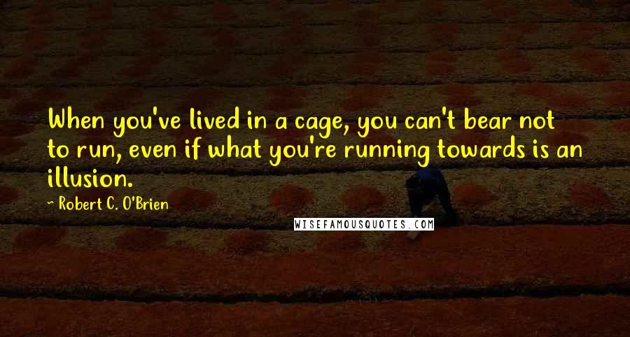 Robert C. O'Brien Quotes: When you've lived in a cage, you can't bear not to run, even if what you're running towards is an illusion.