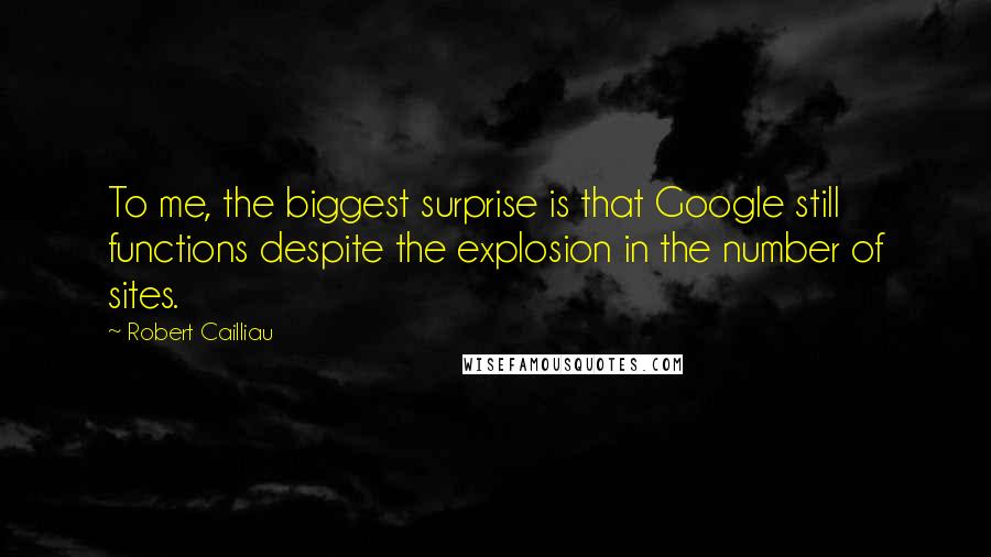 Robert Cailliau Quotes: To me, the biggest surprise is that Google still functions despite the explosion in the number of sites.