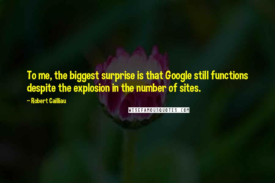 Robert Cailliau Quotes: To me, the biggest surprise is that Google still functions despite the explosion in the number of sites.