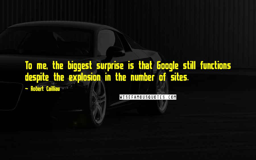 Robert Cailliau Quotes: To me, the biggest surprise is that Google still functions despite the explosion in the number of sites.