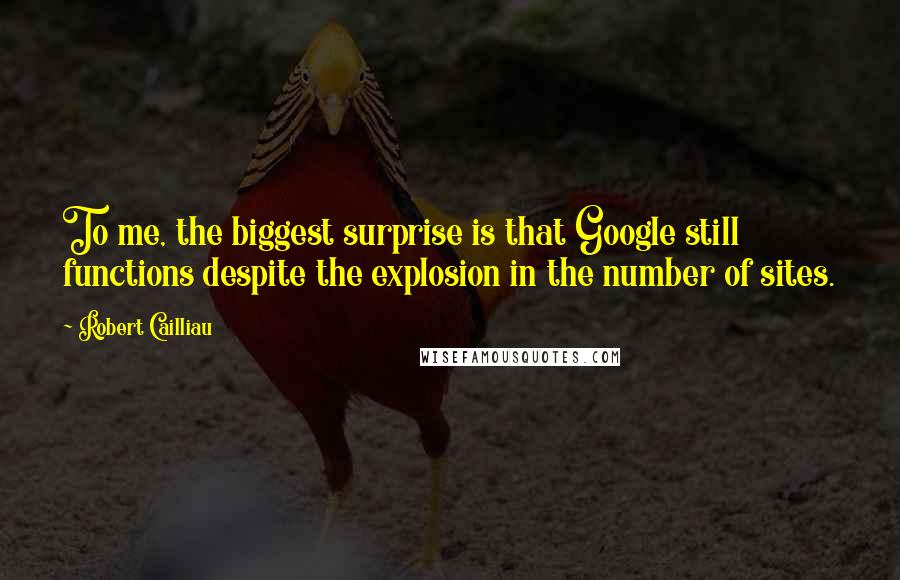 Robert Cailliau Quotes: To me, the biggest surprise is that Google still functions despite the explosion in the number of sites.