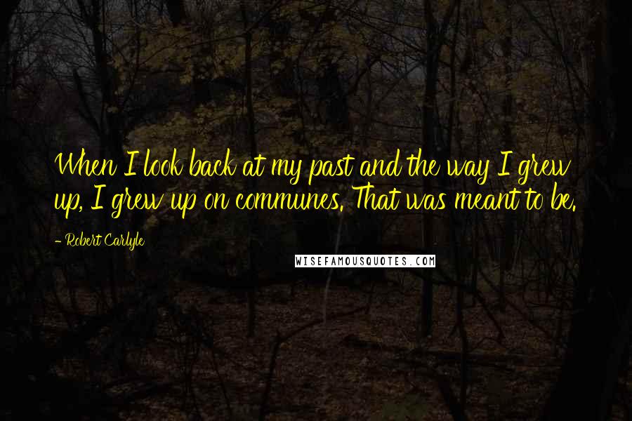 Robert Carlyle Quotes: When I look back at my past and the way I grew up, I grew up on communes. That was meant to be.