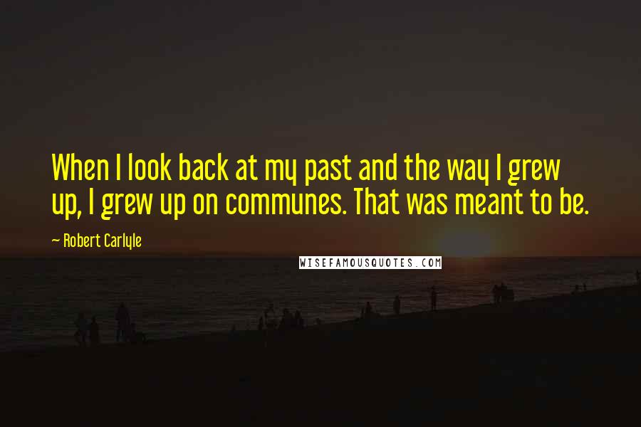 Robert Carlyle Quotes: When I look back at my past and the way I grew up, I grew up on communes. That was meant to be.