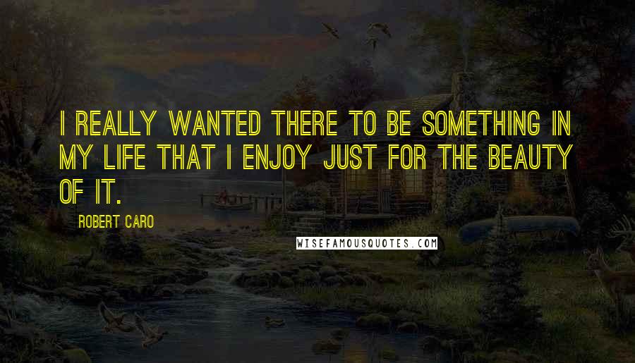 Robert Caro Quotes: I really wanted there to be something in my life that I enjoy just for the beauty of it.