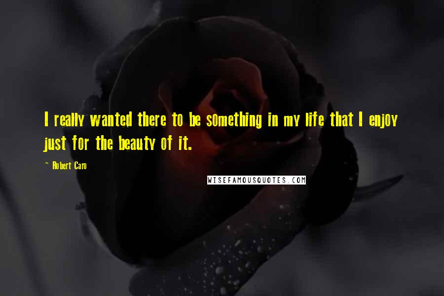 Robert Caro Quotes: I really wanted there to be something in my life that I enjoy just for the beauty of it.